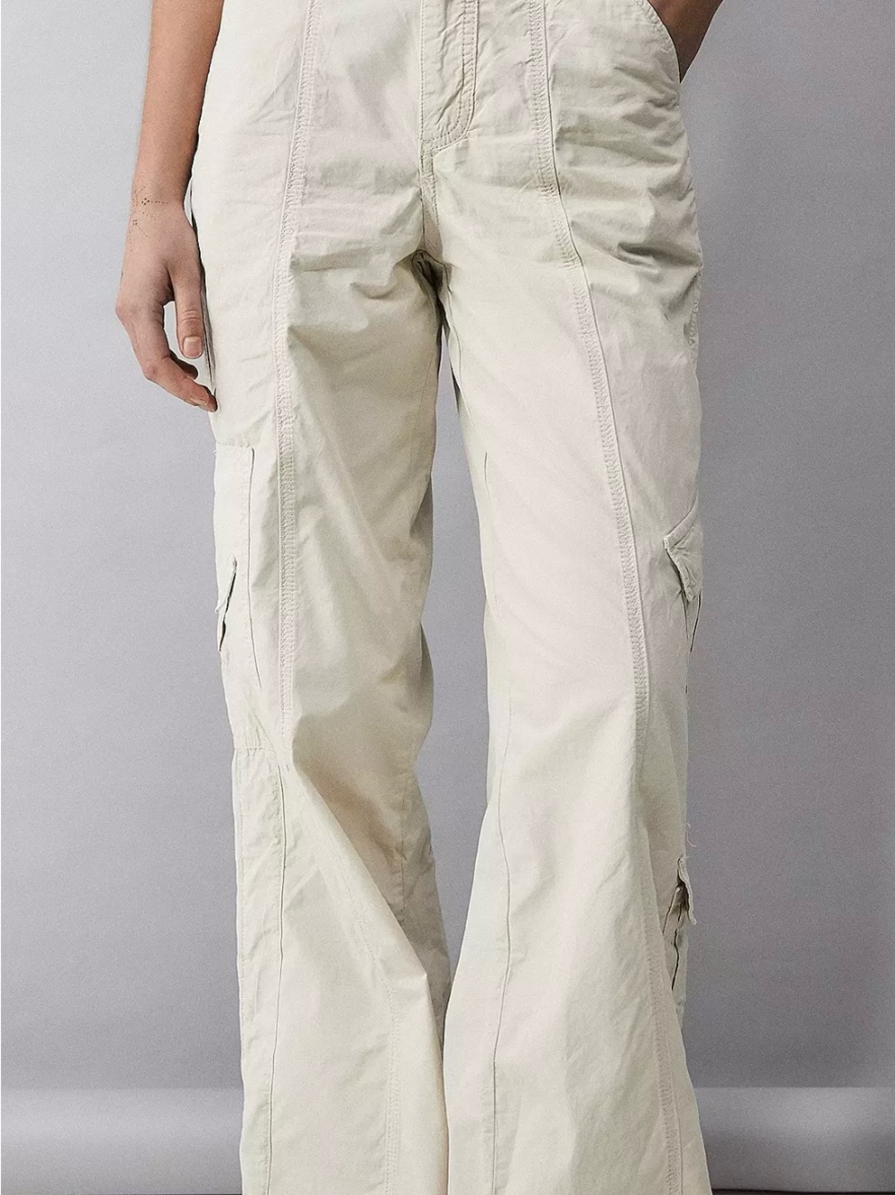 BDG Urban Outfitters Y2K Cargo Jeans White Low Rise Wide Leg Size 27